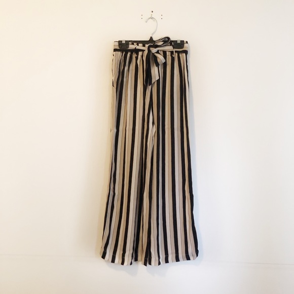 Wilfred Pants - Wilfred Faun Striped Ankle Pants - Black, White, Tan